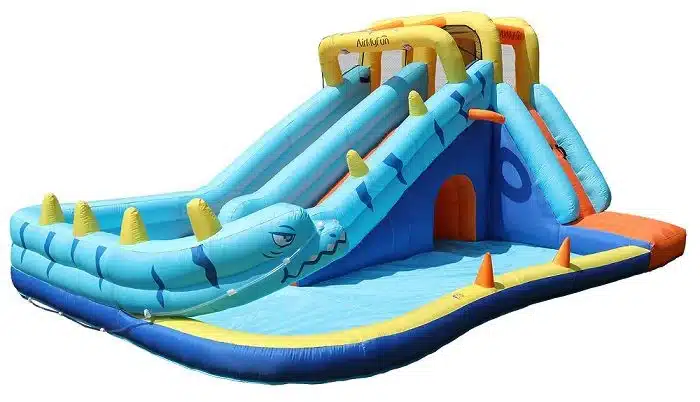 מתנפח מים עם מגלשה דו מסלולית נחש W83050 | bestpool מתקן מתנפח מים בצורת נחש עם מגלשה דו מסלולית ובריכת התזה | bestpool