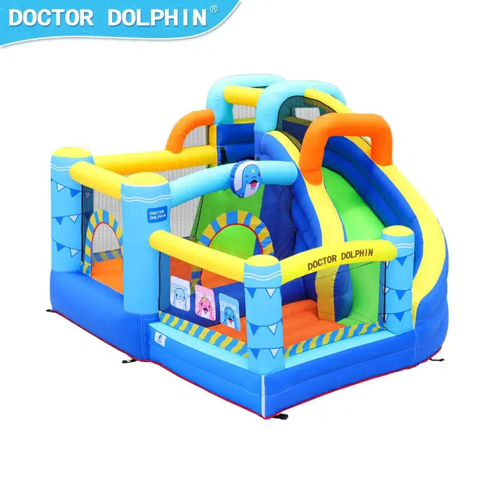 Doctor Dolphin מתנפח בית קופצני D72038 | bestpool מתנפח בית קופצני צבעוני עם מגלשה ופתח כניסה, Doctor Dolphin | bestpool